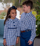 Bailey Boys Bailey Boys Button Down Roscoe Plaid Shirt in Blue - Little Miss Muffin Children & Home