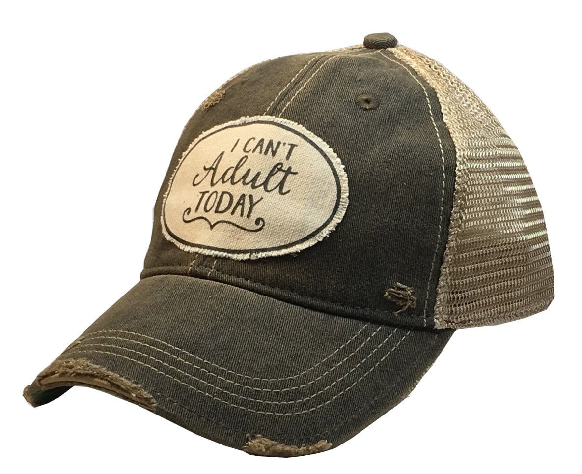 Vintage Life - Vintage Life "I Can't Adult Today" Distressed Trucker Cap in Black - Little Miss Muffin Children & Home