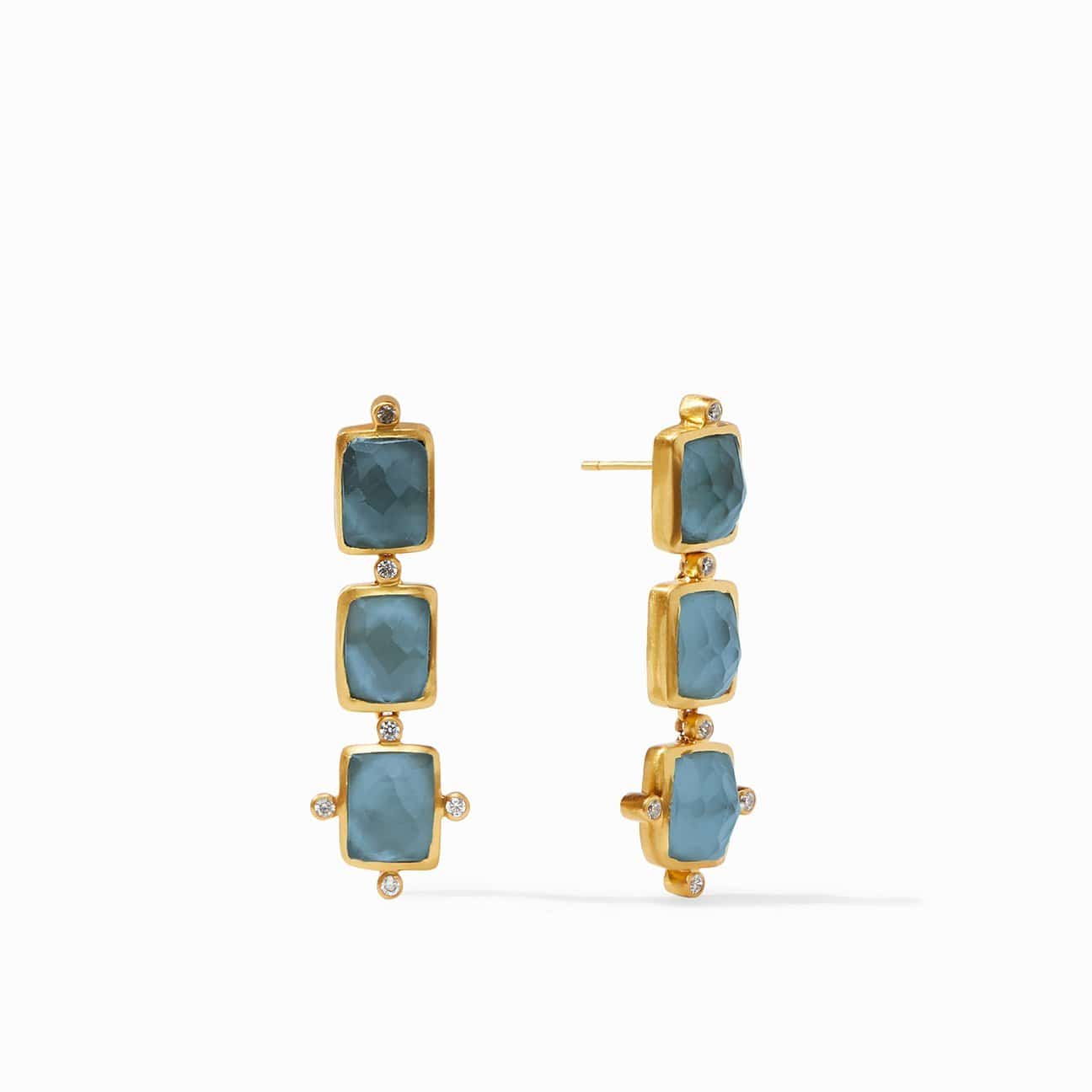 Julie Vos - Julie Vos Clara Tier Earrings with Iridescent Auzre Blue Stones and Zircon Accents - Little Miss Muffin Children & Home