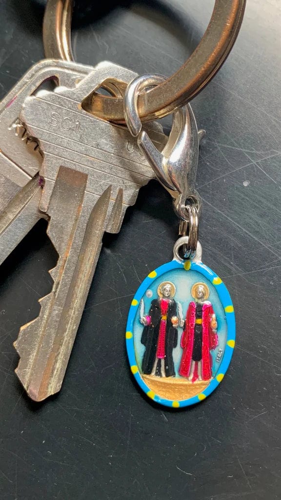 Saints For Sinners Saints For Sinners Saints Cosmos & Damian Hand Painted Medal - Little Miss Muffin Children & Home