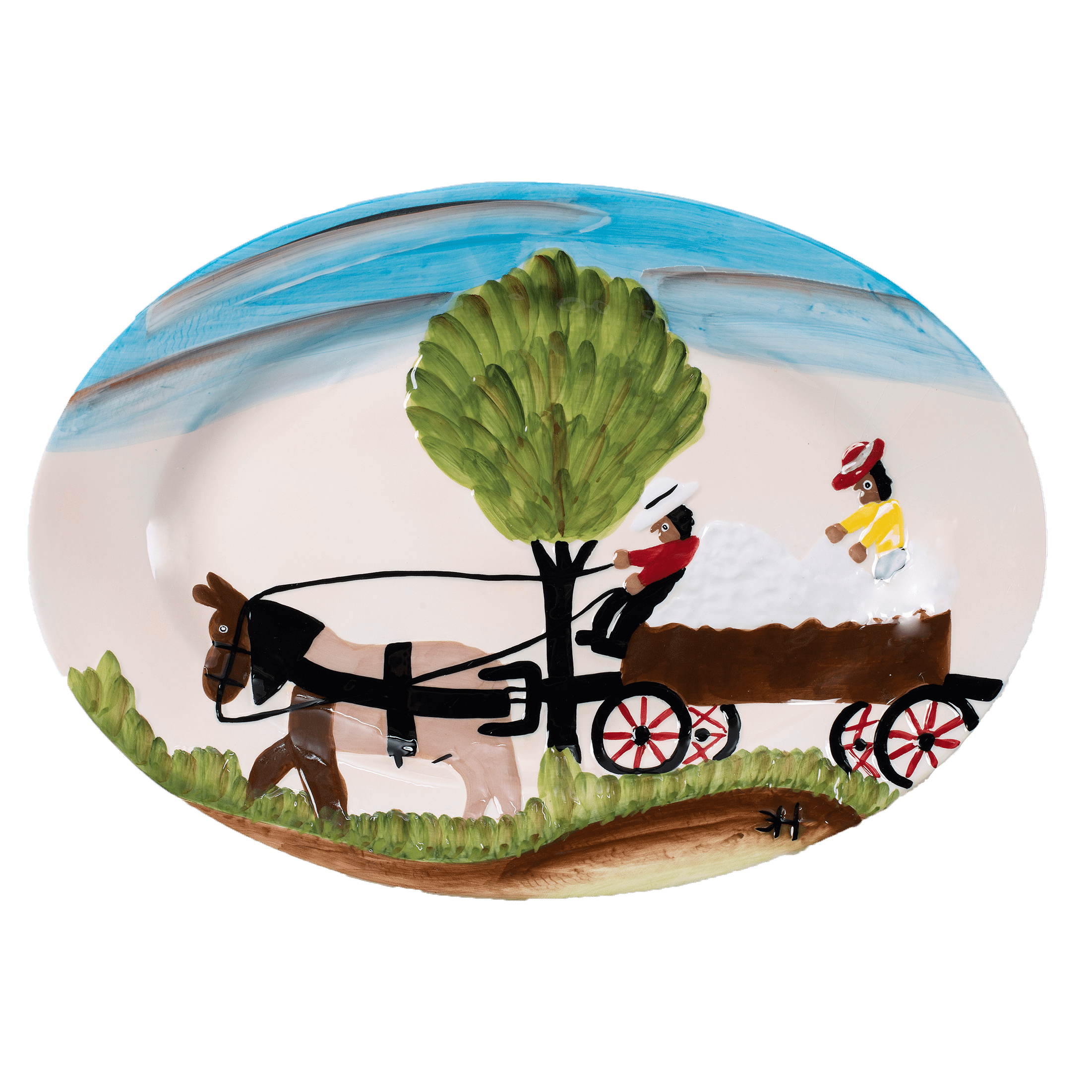 Clementine Hunter, Gitter Gallery - Clementine Hunter Cotton Wagon Oval Platter CH2200 - Little Miss Muffin Children & Home