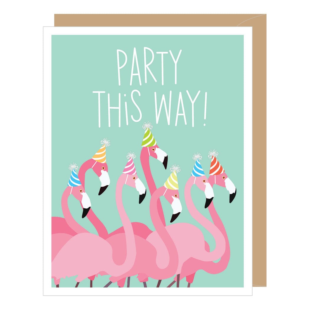 Apartment 2 Cards Apartment 2 Cards Party this Way Flamingos Birthday Card - Little Miss Muffin Children & Home