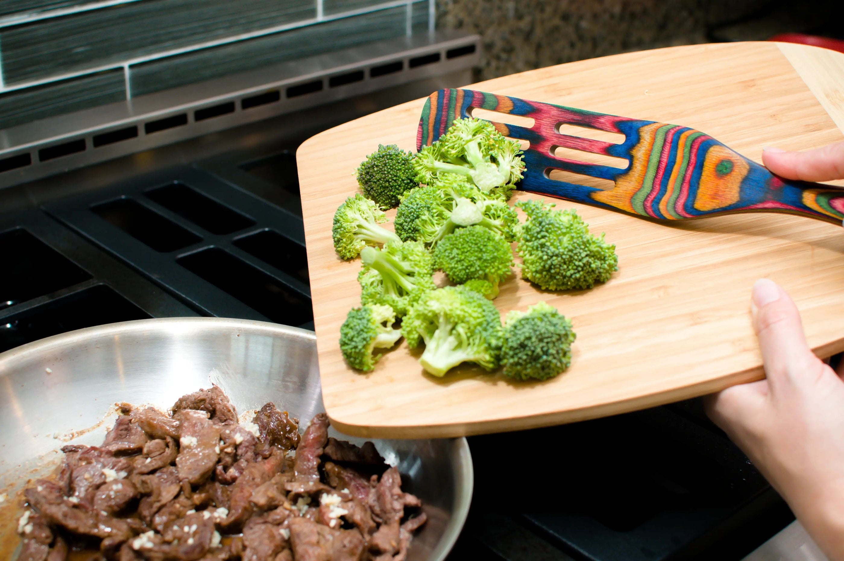 Island Bamboo Island Bamboo 13" Rainbow Pakka Slotted Spurtle - Little Miss Muffin Children & Home