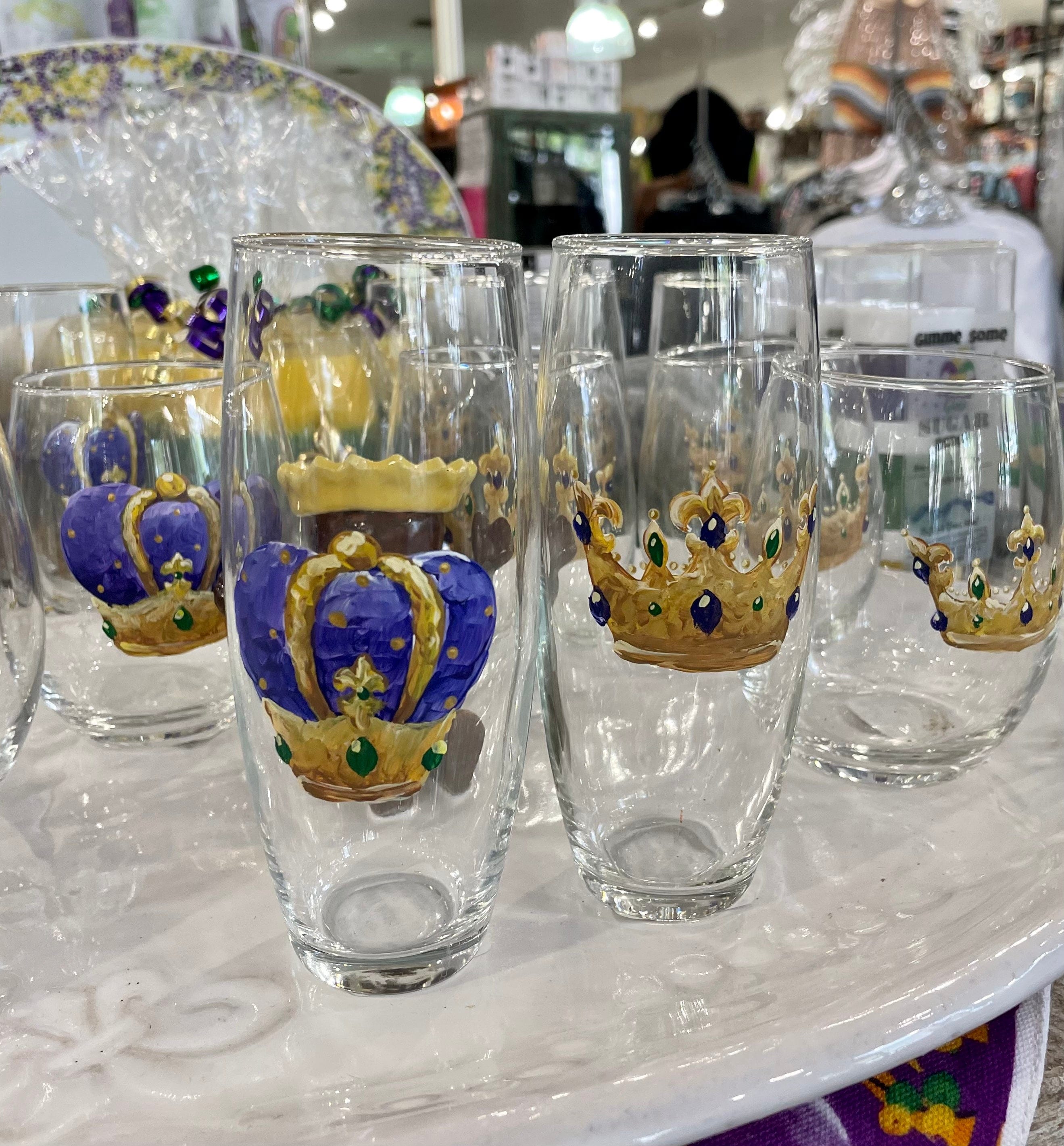 Michelle's Art Box Michelle's Art Box Mardi Gras King Crown Glassware Collection - Little Miss Muffin Children & Home
