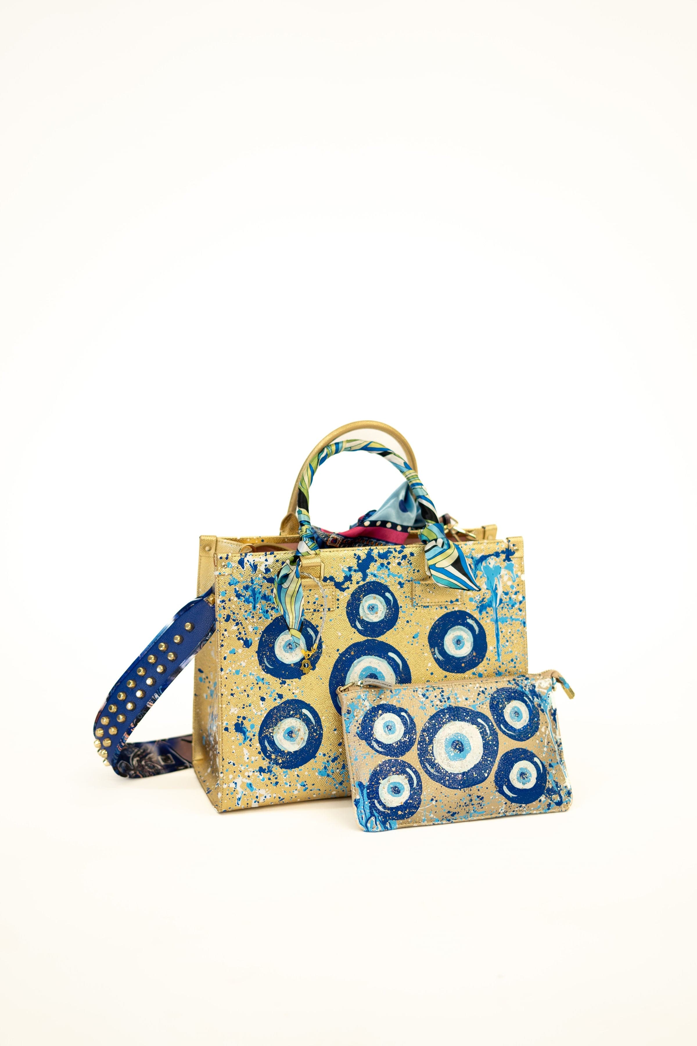 Custom Bag Designs Custom Bag Designs Nicole Evil Eye Hand Painted Handle Bag - Little Miss Muffin Children & Home