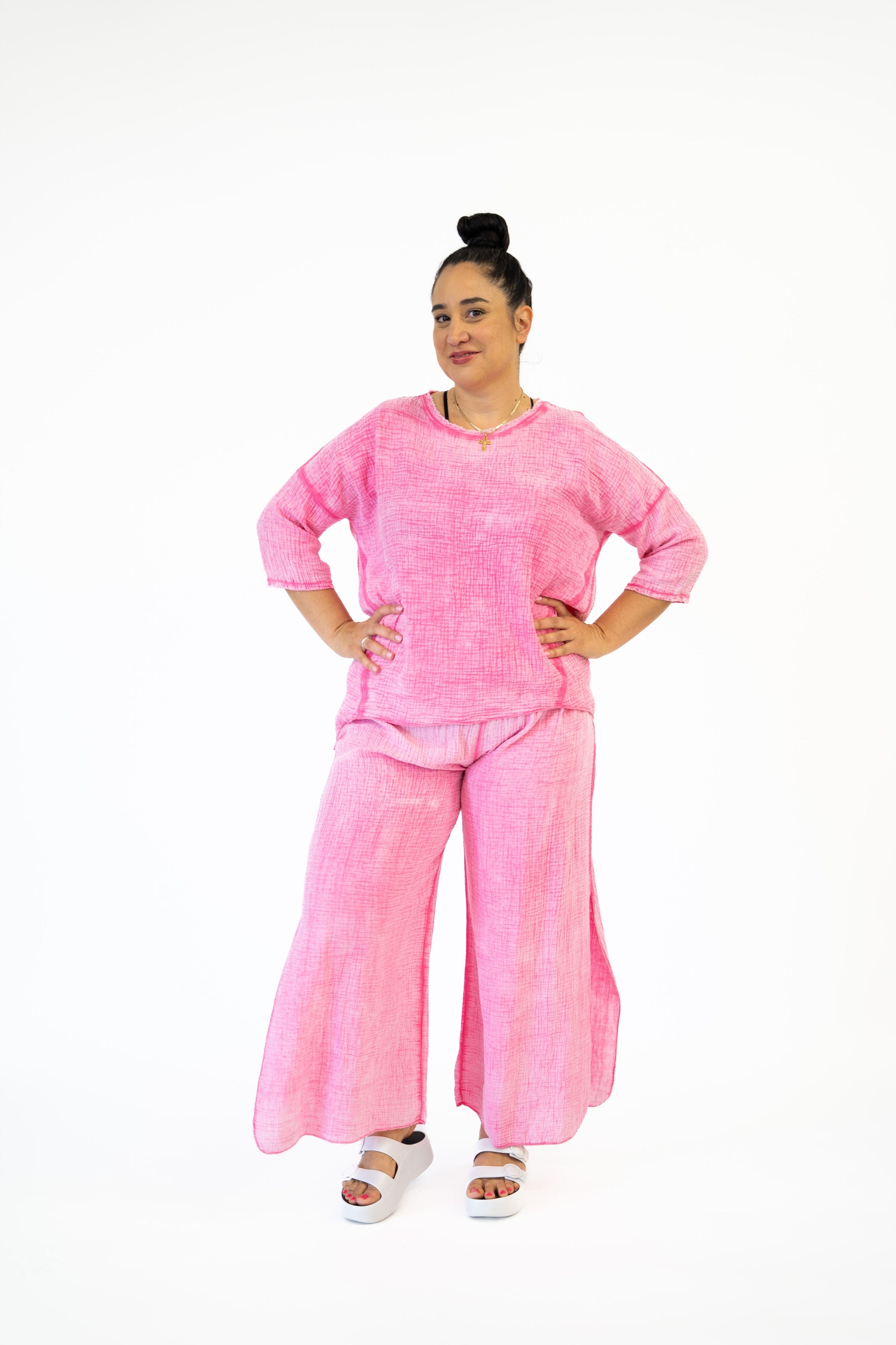 Oro Bonito Oro Bonito Quarter Sleeve Linen Shirt - Little Miss Muffin Children & Home