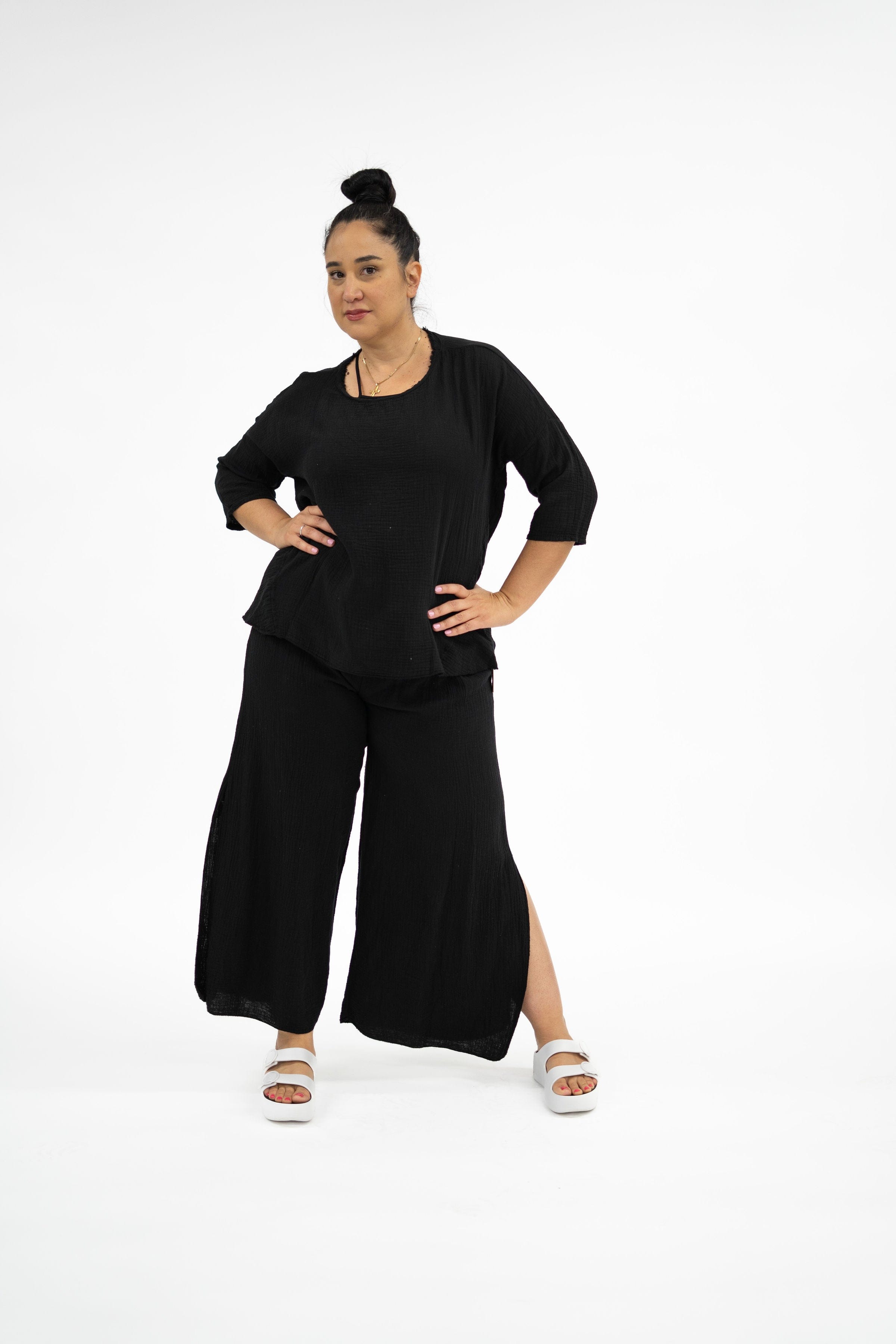 Oro Bonito Oro Bonito Quarter Sleeve Linen Shirt - Little Miss Muffin Children & Home