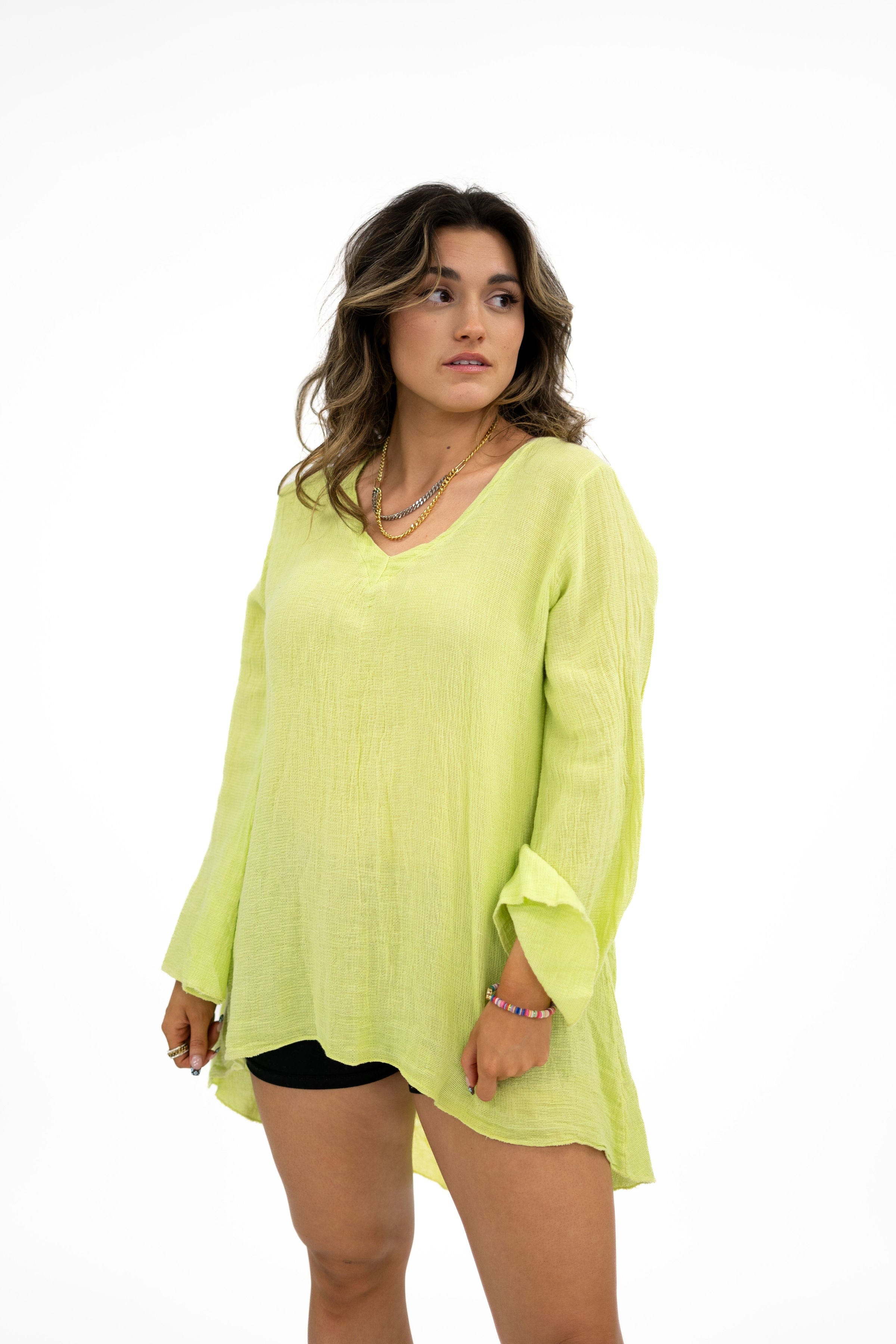 Oro Bonito Oro Bonito Linen Mesh Tunic - Little Miss Muffin Children & Home