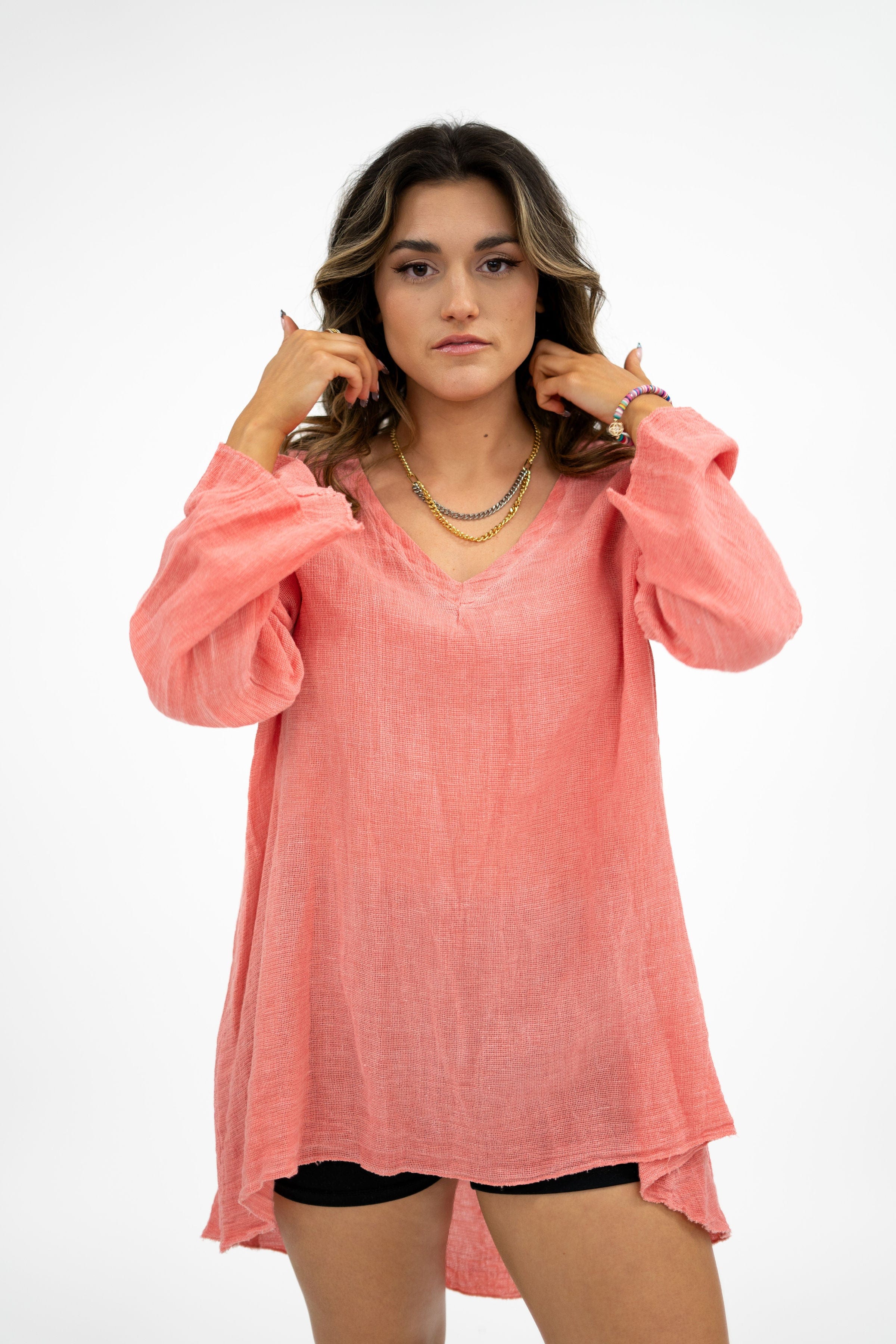 Oro Bonito Oro Bonito Linen Mesh Tunic - Little Miss Muffin Children & Home