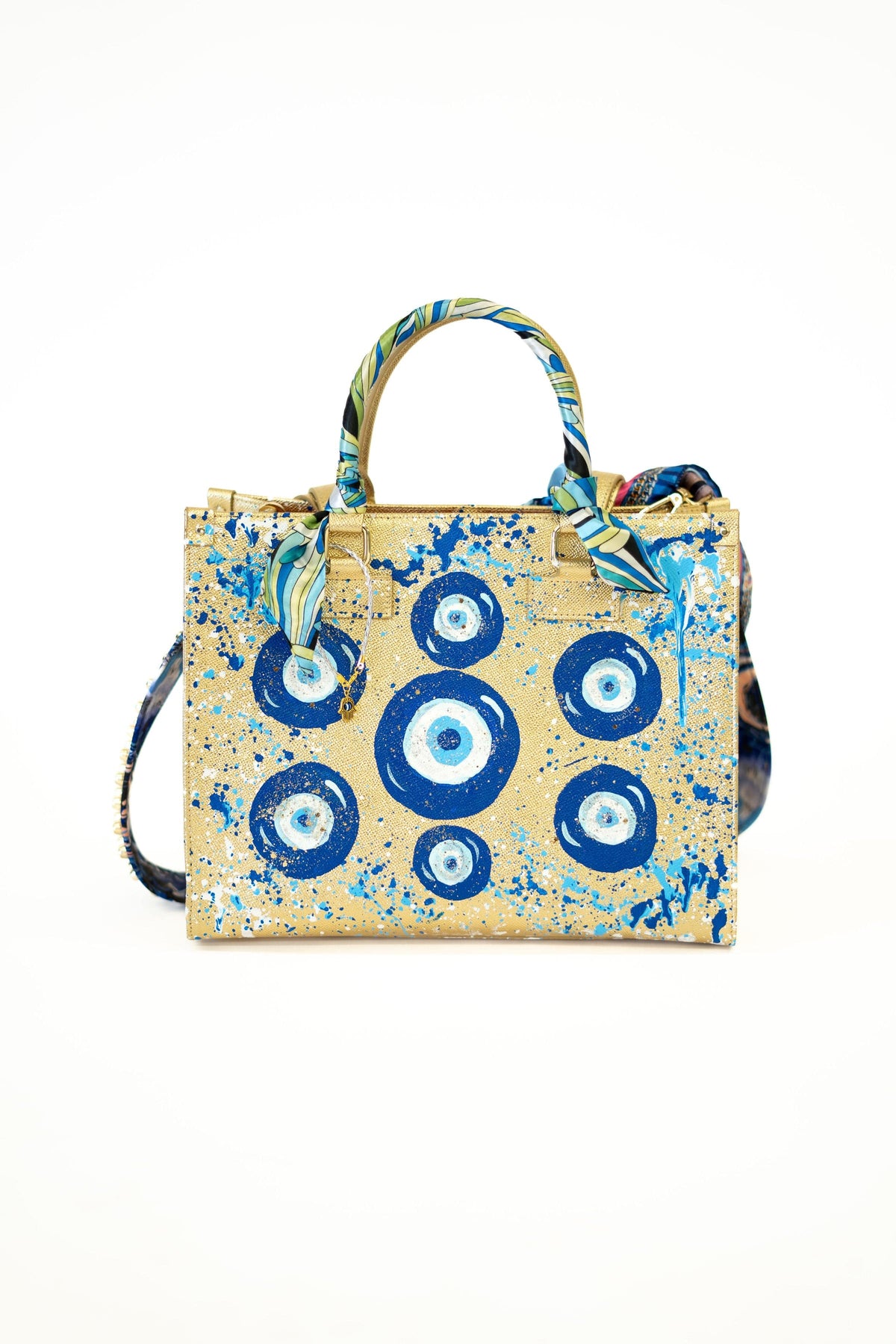 Custom Bag Designs Custom Bag Designs Nicole Evil Eye Hand Painted Handle Bag - Little Miss Muffin Children & Home