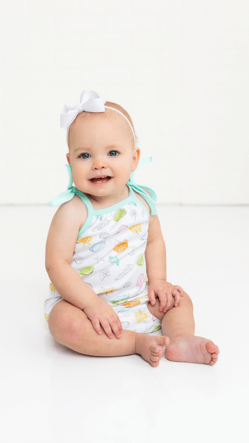 Nola Tawk Nola Tawk Let's Shell-ebrate Organic Cotton Shoulder-Tie Onesie - Little Miss Muffin Children & Home