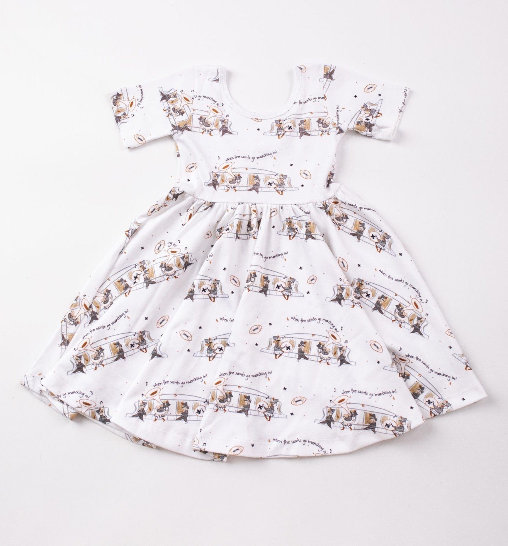 Nola Tawk - Nola Tawk Saints Marching In Organic Cotton Dress - Little Miss Muffin Children & Home