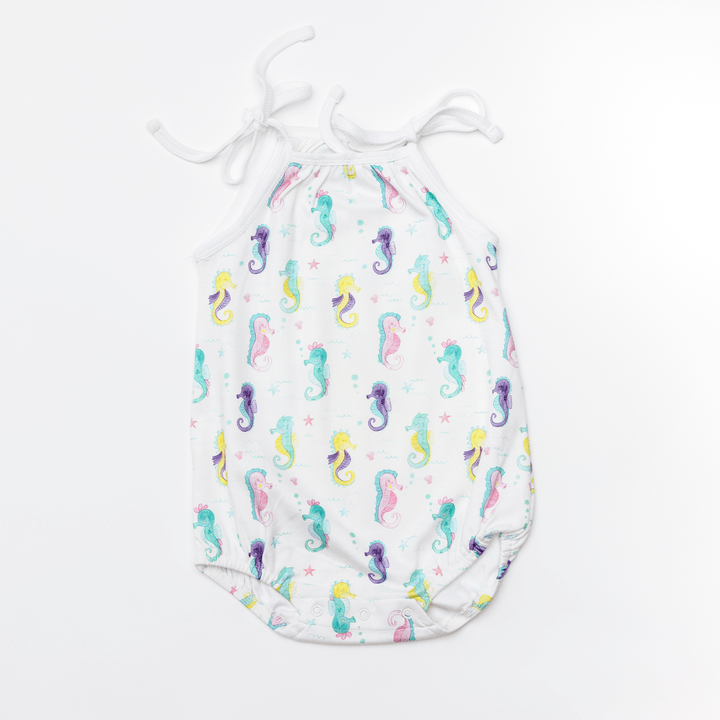 Nola Tawk Nola Tawk Sea Horsing Around Shoulder Tie Onesie - Little Miss Muffin Children & Home