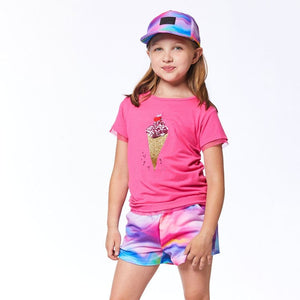 DEUX PAR DEUX Deux Par Deux Short Sleeve Top With Graphic - Little Miss Muffin Children & Home