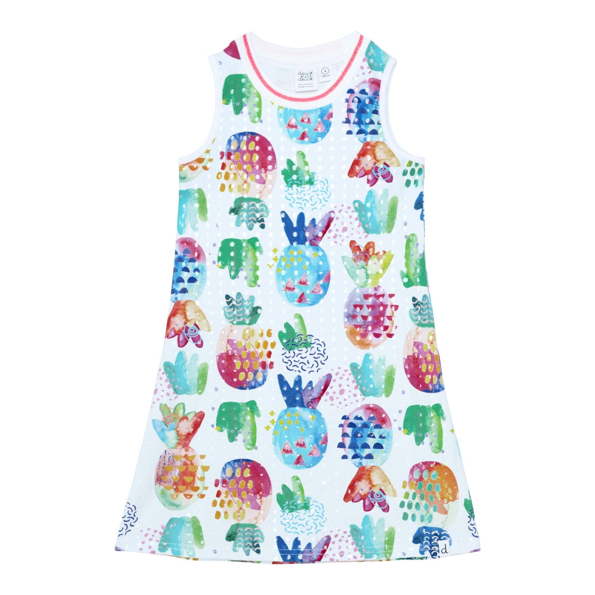 DEUX PAR DEUX Deux Par Deux Sleeveless Pineapple Printed Dress - Little Miss Muffin Children & Home