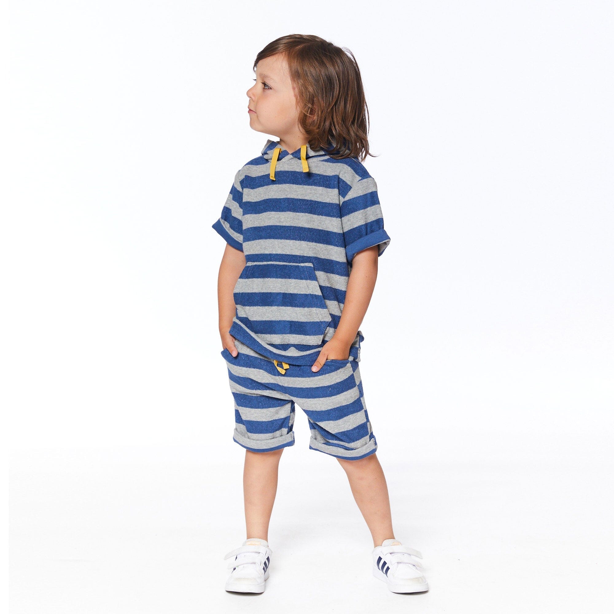 DEUX PAR DEUX Deux Par Deux Terry Cloth Stripe Short - Little Miss Muffin Children & Home