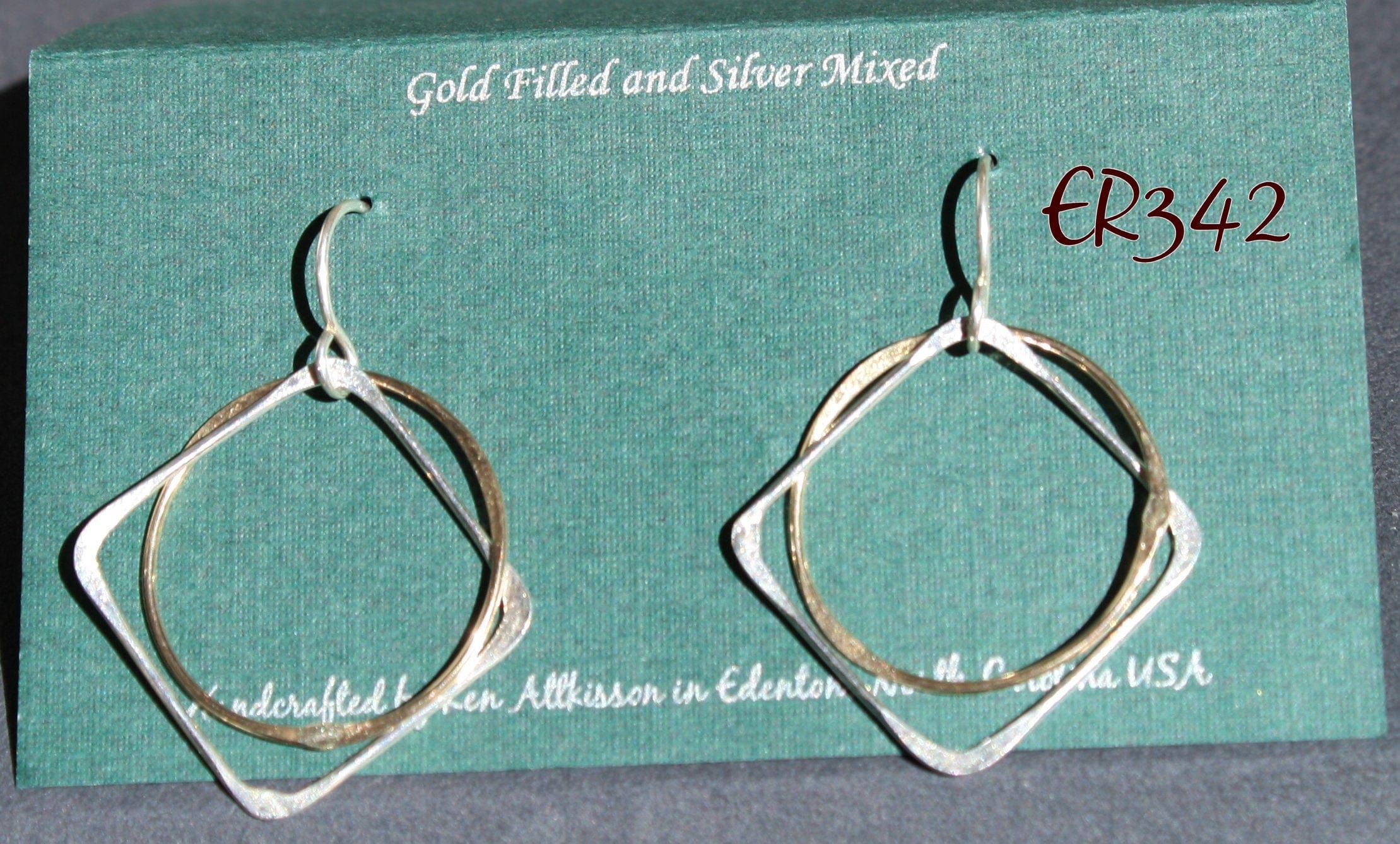 Ken's Handcrafted Jewelry Ken's Handcrafted Jewelry 14K Gold & Silver Circle Square Earrings - Little Miss Muffin Children & Home