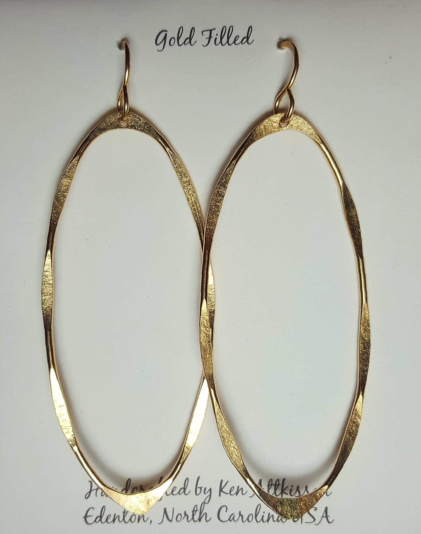 Ken's Handcrafted Jewelry Ken's Handcrafted Jewelry 14K Gold Hammered Oval Earrings - Little Miss Muffin Children & Home