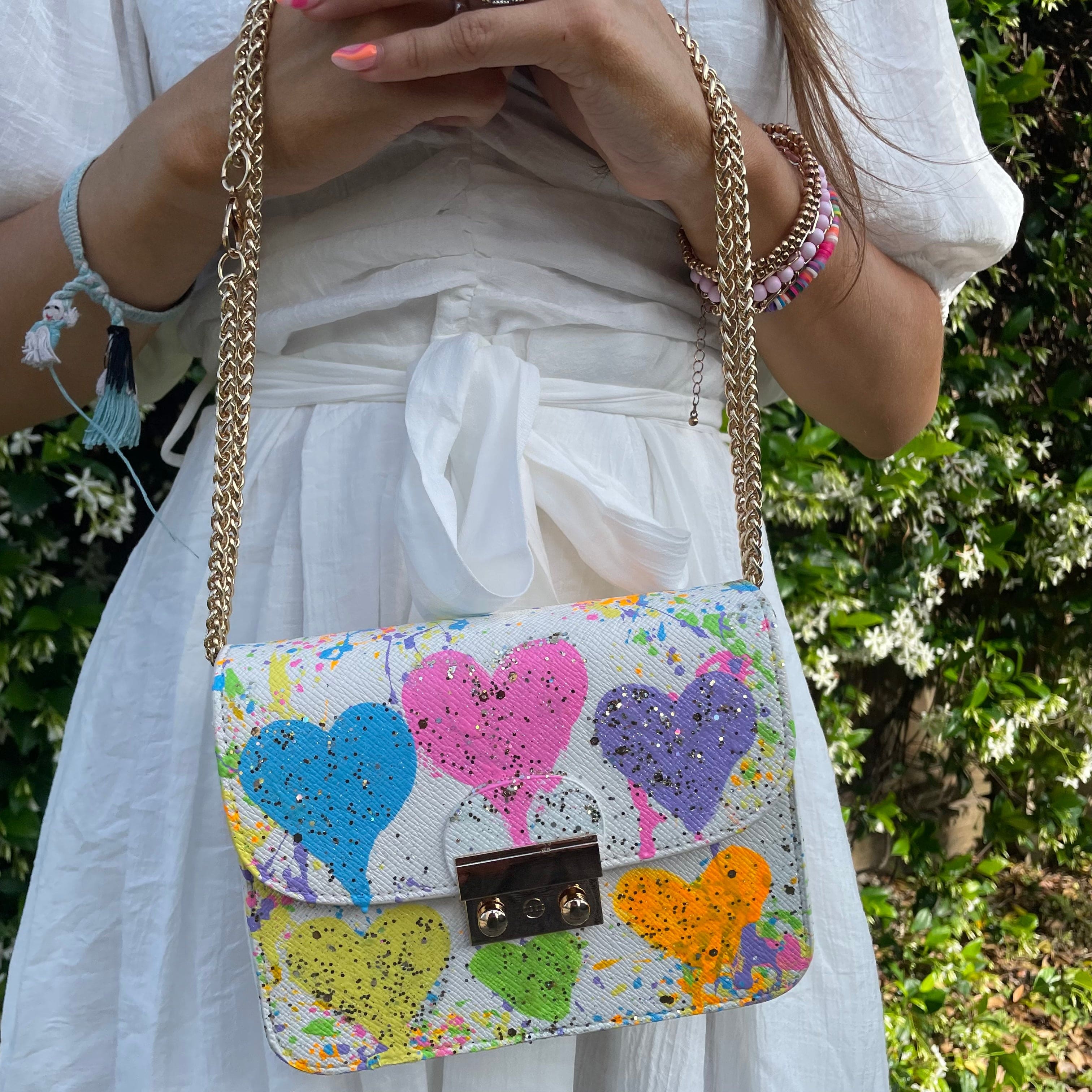 Custom Bag Designs Custom Bag Designs Carolina Pearl Hearts Latch Front Crossbody - Little Miss Muffin Children & Home