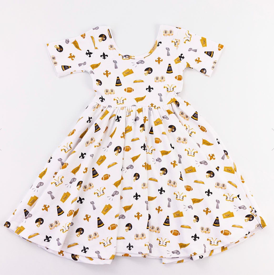 Nola Tawk Nola Tawk Let’s Geaux Saints Organic Cotton Twirl Dress - Little Miss Muffin Children & Home