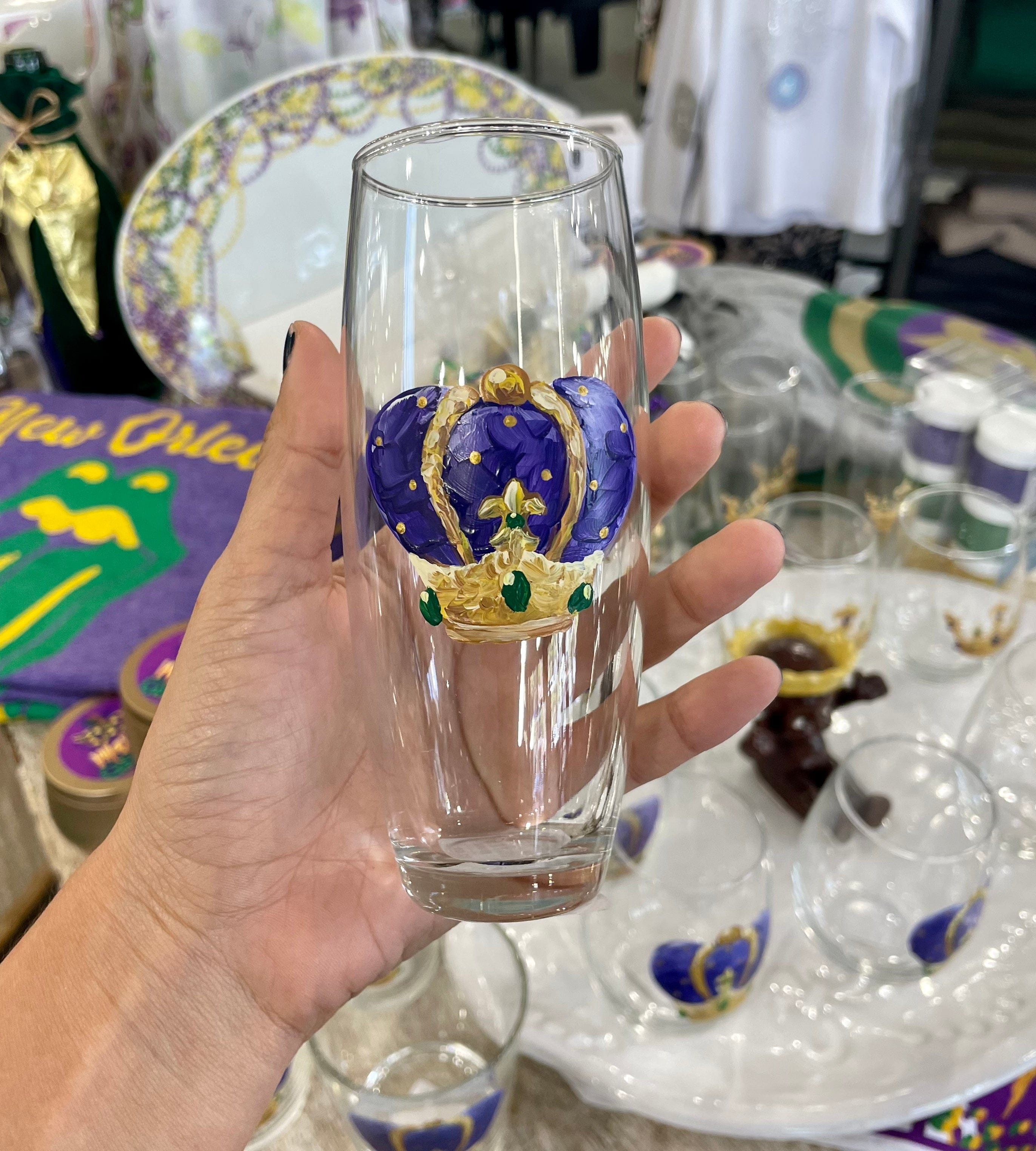 Michelle's Art Box Michelle's Art Box Mardi Gras King Crown Glassware Collection - Little Miss Muffin Children & Home