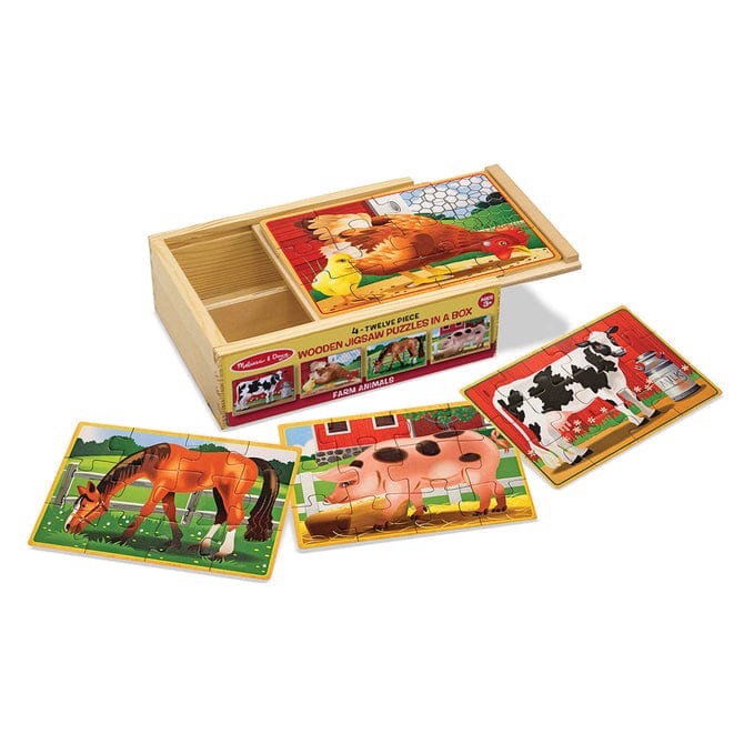Melissa & Doug Melissa & Doug Farm Animals Jigsaw Puzzles in a Box (12 pcs) - Little Miss Muffin Children & Home