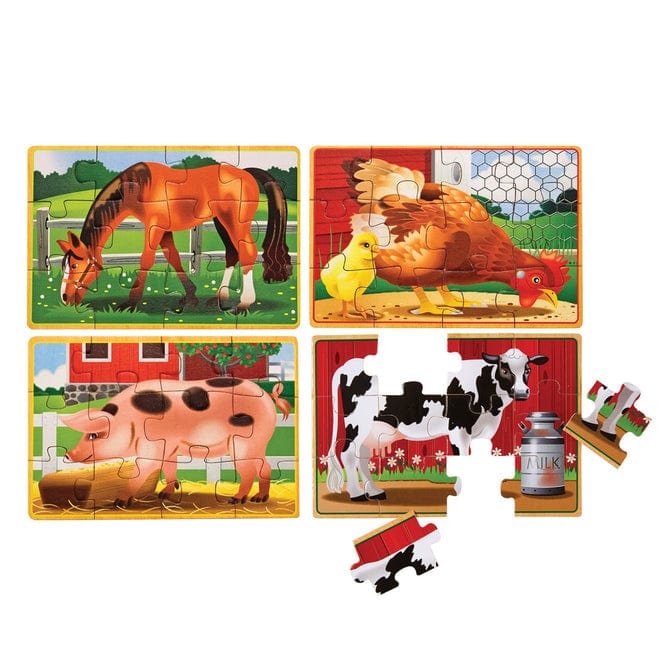 Melissa & Doug Melissa & Doug Farm Animals Jigsaw Puzzles in a Box (12 pcs) - Little Miss Muffin Children & Home