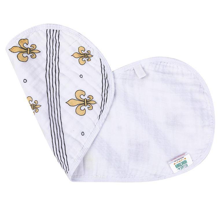 Little Hometown - Little Hometown Saints Fleur de Lis 2-in-1 Burp Cloth and Bib - Little Miss Muffin Children & Home