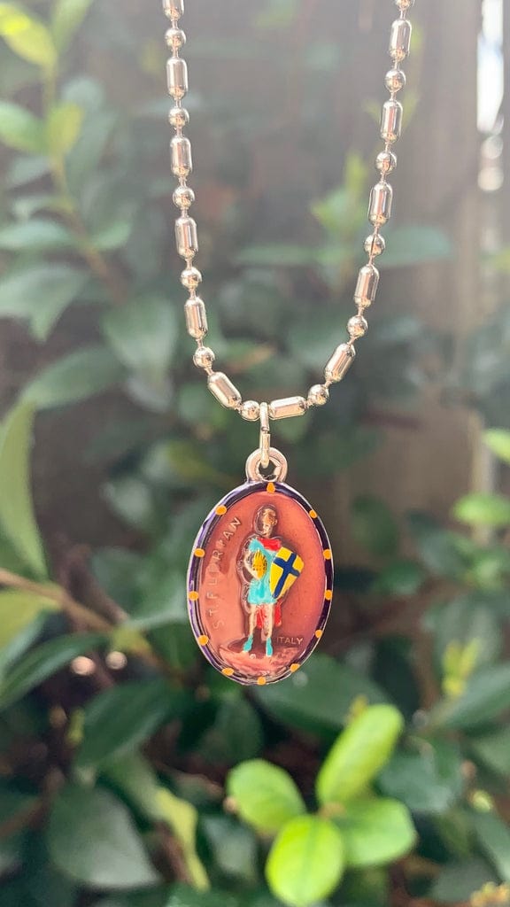 Saints For Sinners Saints For Sinners Saint Florian Hand Painted Medal - Little Miss Muffin Children & Home