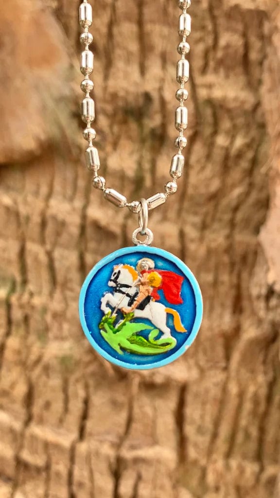 Saints For Sinners Saints For Sinners Saint George Hand Painted Medal - Little Miss Muffin Children & Home
