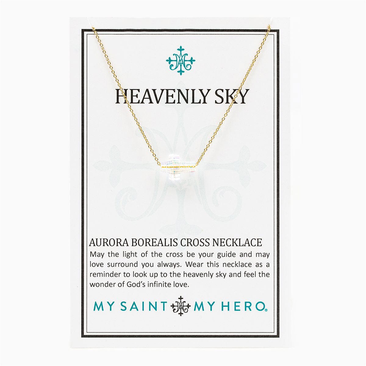 My Saint My Hero My Saint My Hero Heavenly Sky Crystal Cross Necklace Gold - Little Miss Muffin Children & Home