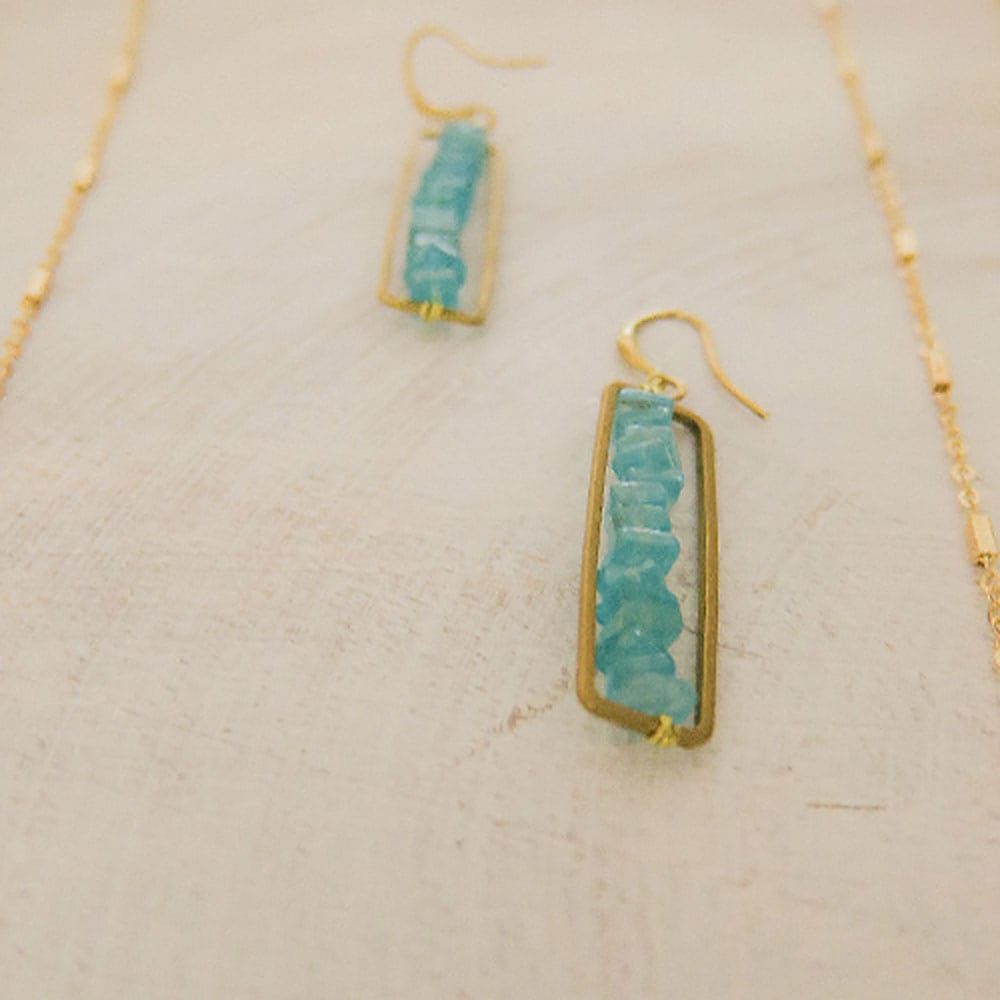 Santore Jewelry Santore Jewelry Apatite Floating Heishi Rectangle Earrings - Little Miss Muffin Children & Home