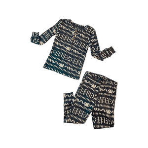 Oliver & Rain Aztec 2Pc Pj Set - Charcoal - Little Miss Muffin Children & Home