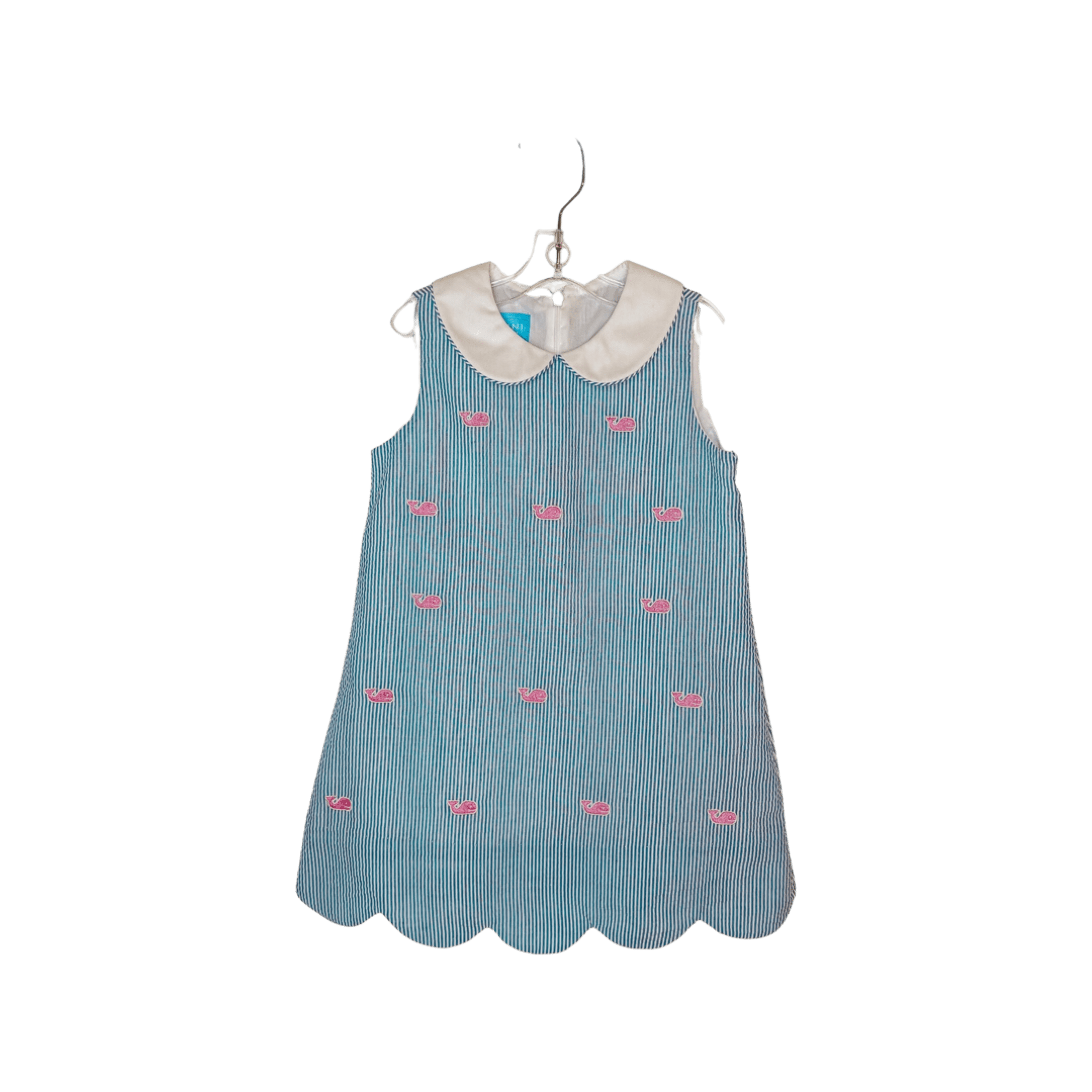Anavini Blue and Pink Whale Seersucker Dress - Little Miss Muffin Children & Home