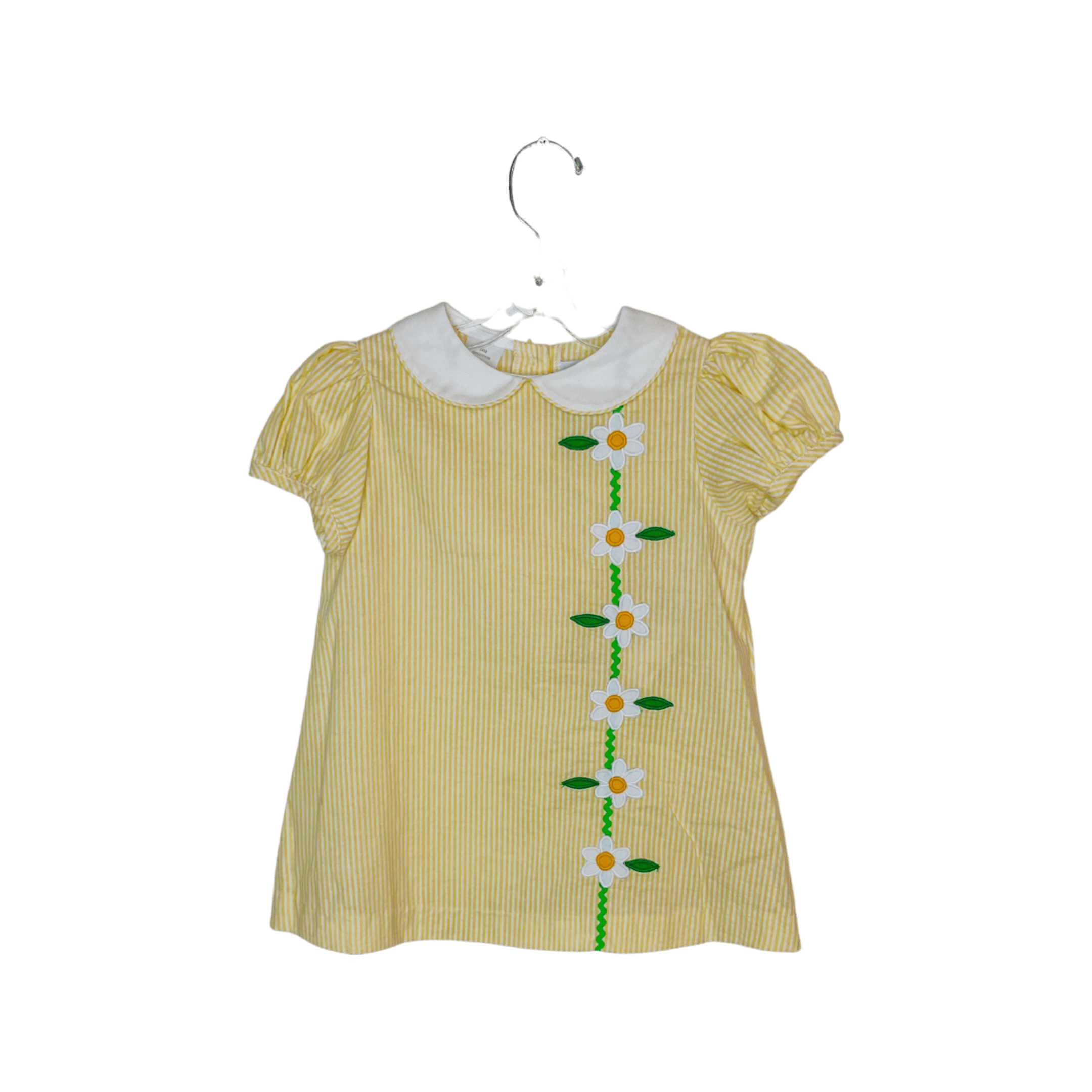 Vive La Fete Yellow Flower Applique Striped Dress - Little Miss Muffin Children & Home