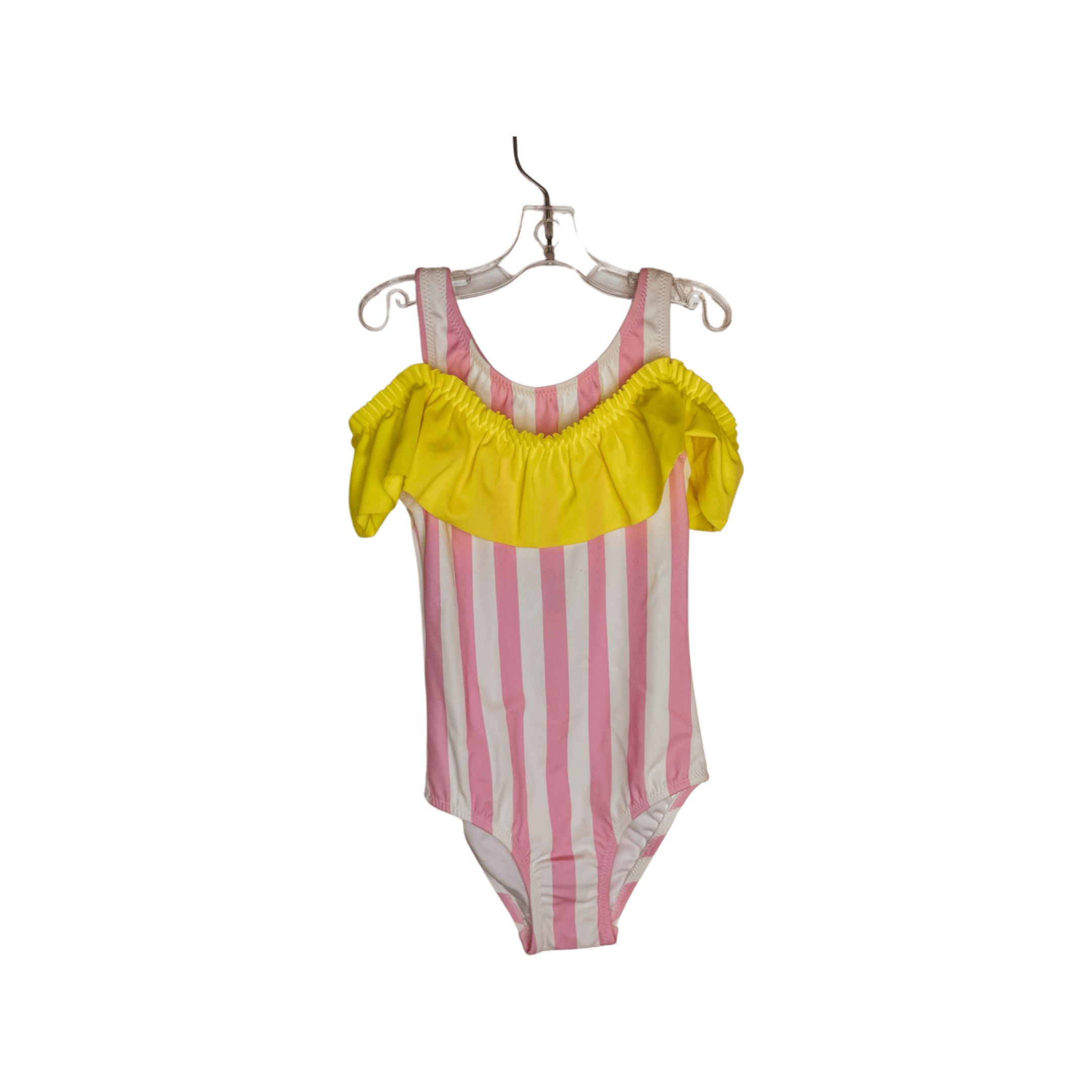 Nessi Byrd Llc Pink Stripes with Yellow Ruffles Swim Suit (1pc) - Little Miss Muffin Children & Home