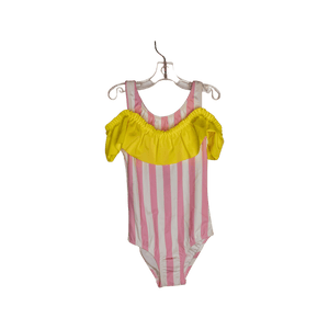 Nessi Byrd Llc Pink Stripes with Yellow Ruffles Swim Suit (1pc) - Little Miss Muffin Children & Home