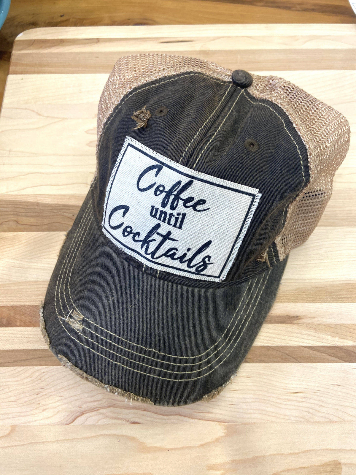 Vintage Life - Vintage Life  "Coffee Until Cocktails" Distressed Trucker Cap - Little Miss Muffin Children & Home