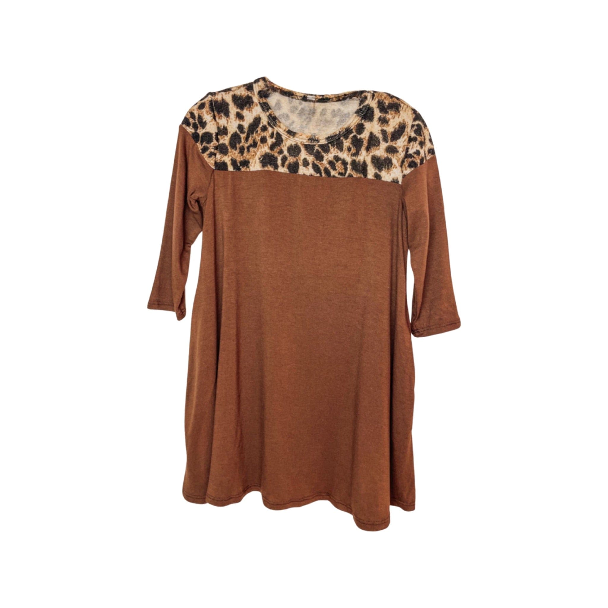 Gtog Shift Dress w/ Leopard Yoke - Little Miss Muffin Children & Home