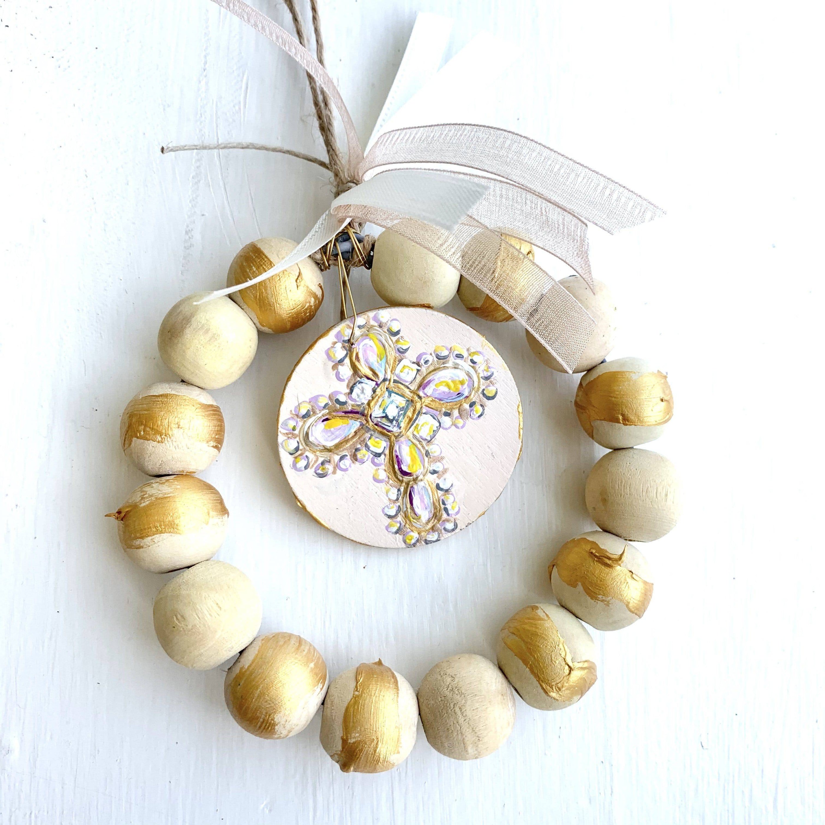 Toodle Lou Designs - Toodle Lou Designs Cross Wooden Bead Art - Little Miss Muffin Children & Home