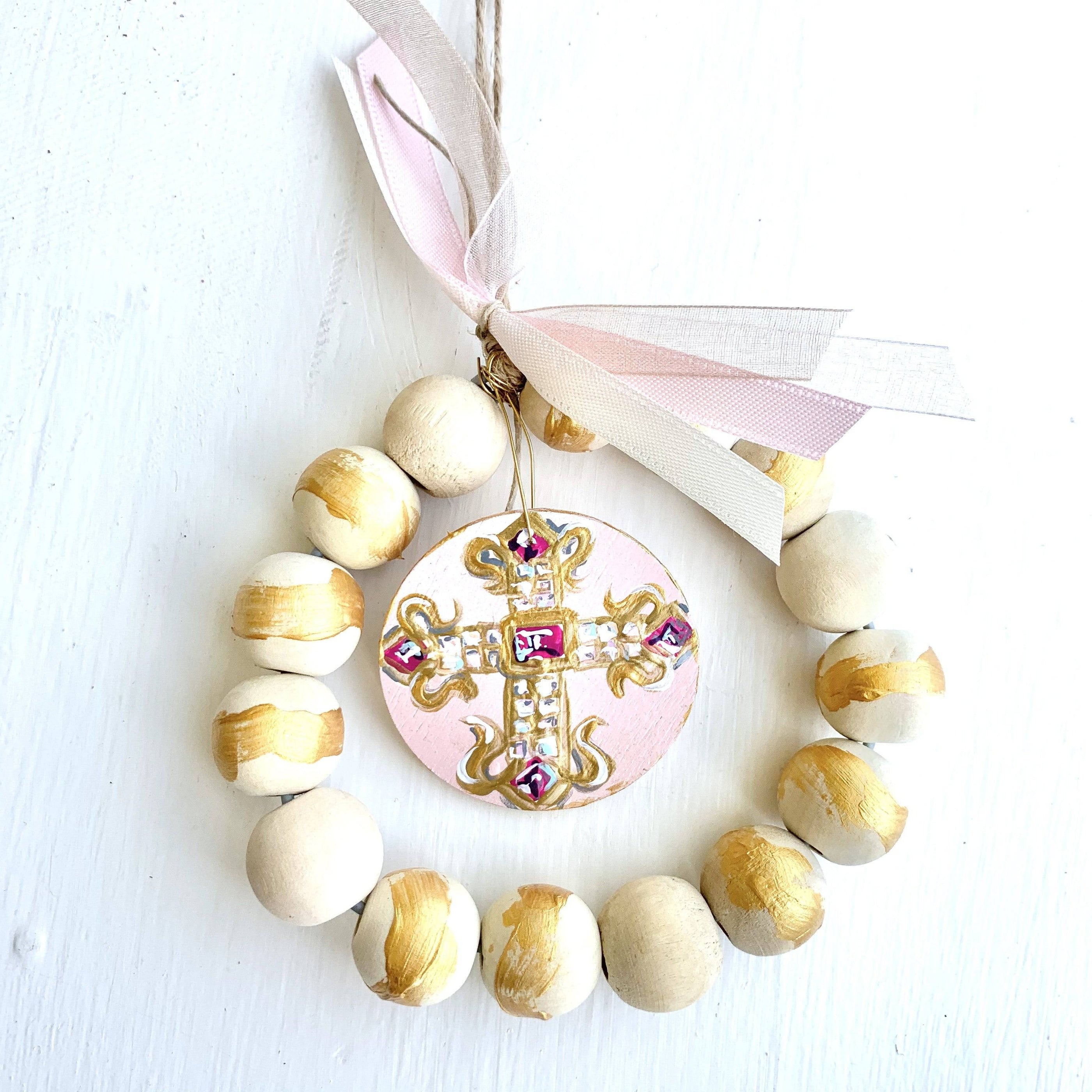 Toodle Lou Designs - Toodle Lou Designs Cross Wooden Bead Art - Little Miss Muffin Children & Home