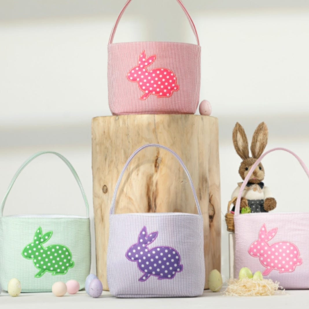 Sunshine Sunshine Seersucker Bunny Applique Easter Basket - Little Miss Muffin Children & Home