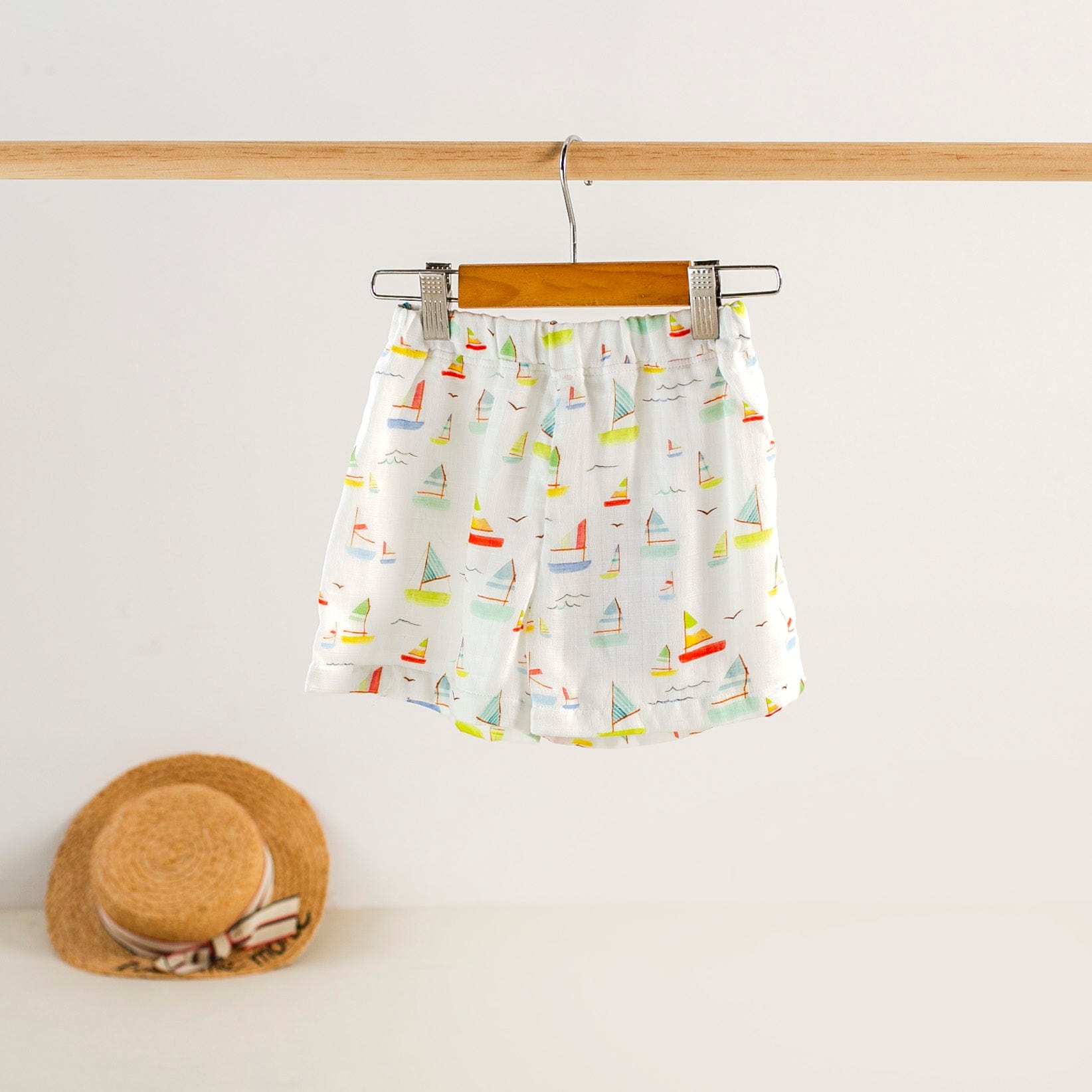 Nola Tawk Nola Tawk Come Sail Away Organic Muslin Shorts - Little Miss Muffin Children & Home