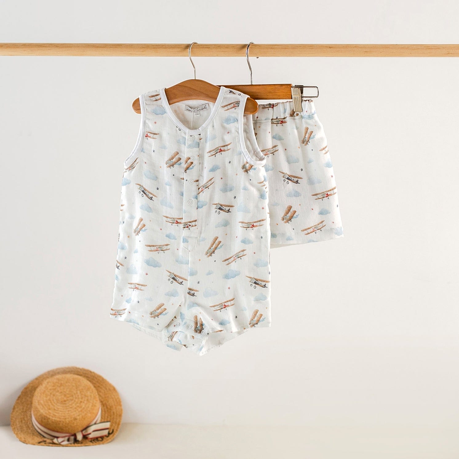 Nola Tawk Nola Tawk Just Plane Awesome Organic Muslin Shorts - Little Miss Muffin Children & Home