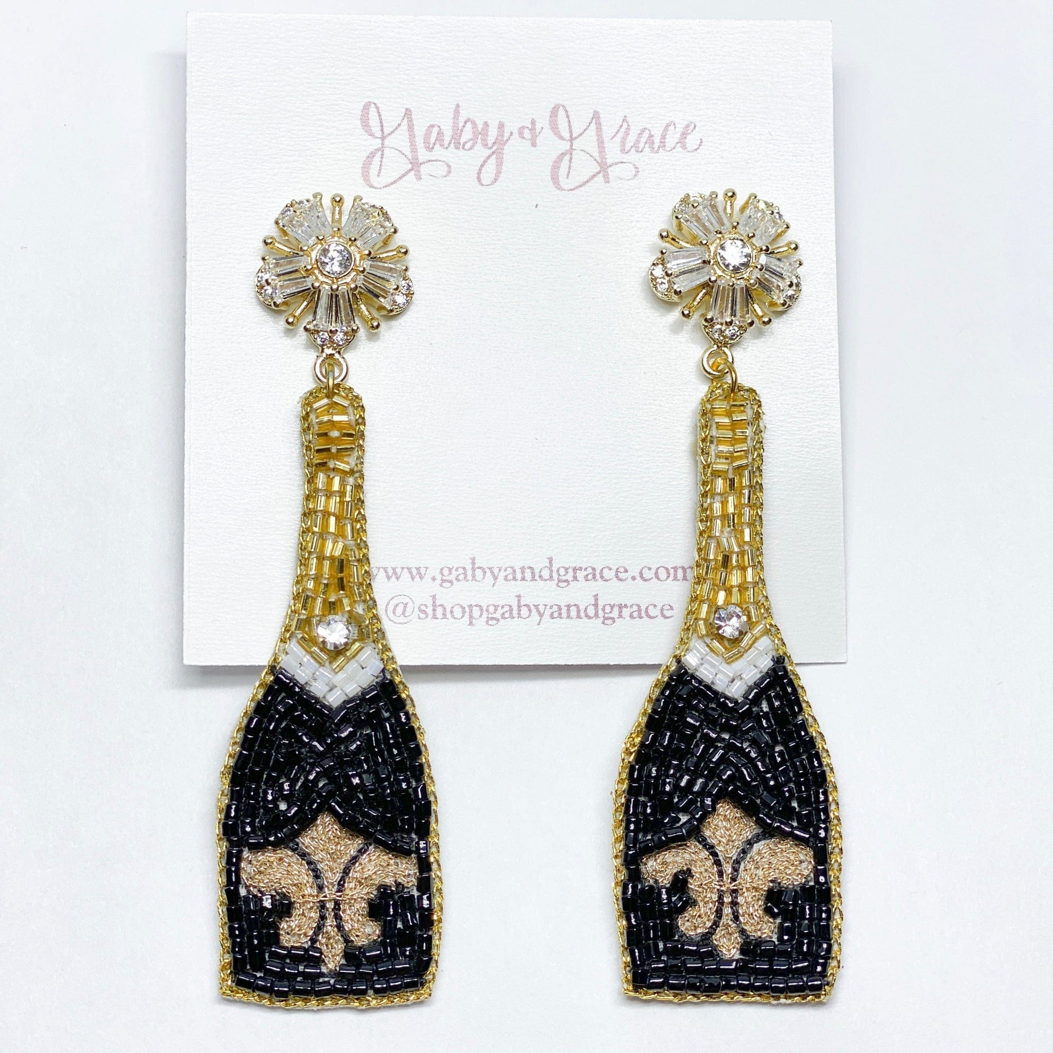 GBG - Gaby & Grace Gaby & Grace Fleur Di Lis Champagne Bottle Earrings - Little Miss Muffin Children & Home