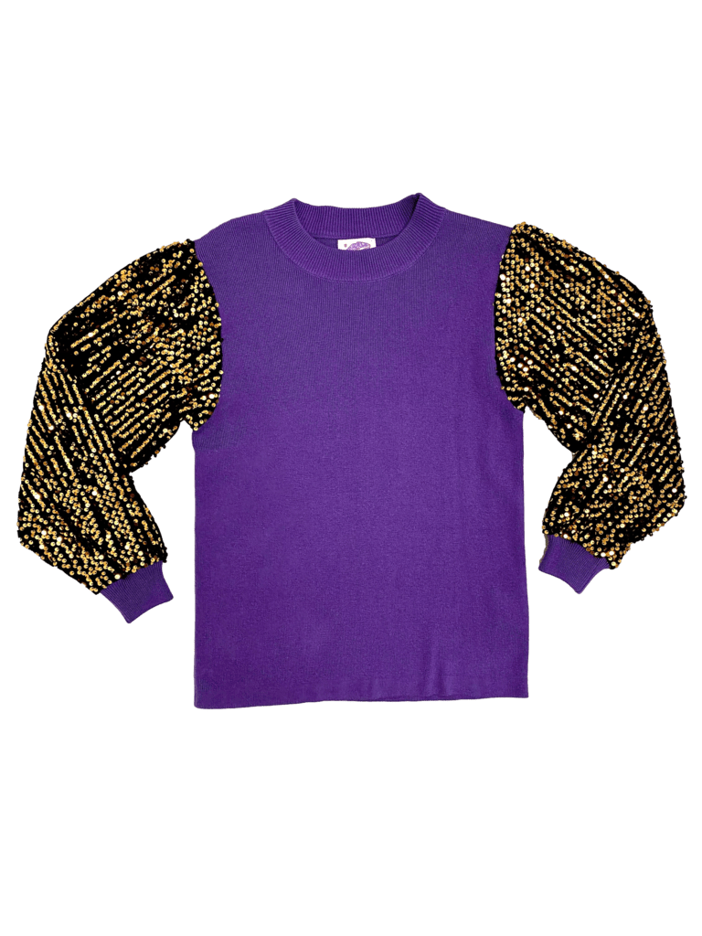 Sparkle City Sparkle City Purple & Gold Shimmer Sweater - Little Miss Muffin Children & Home