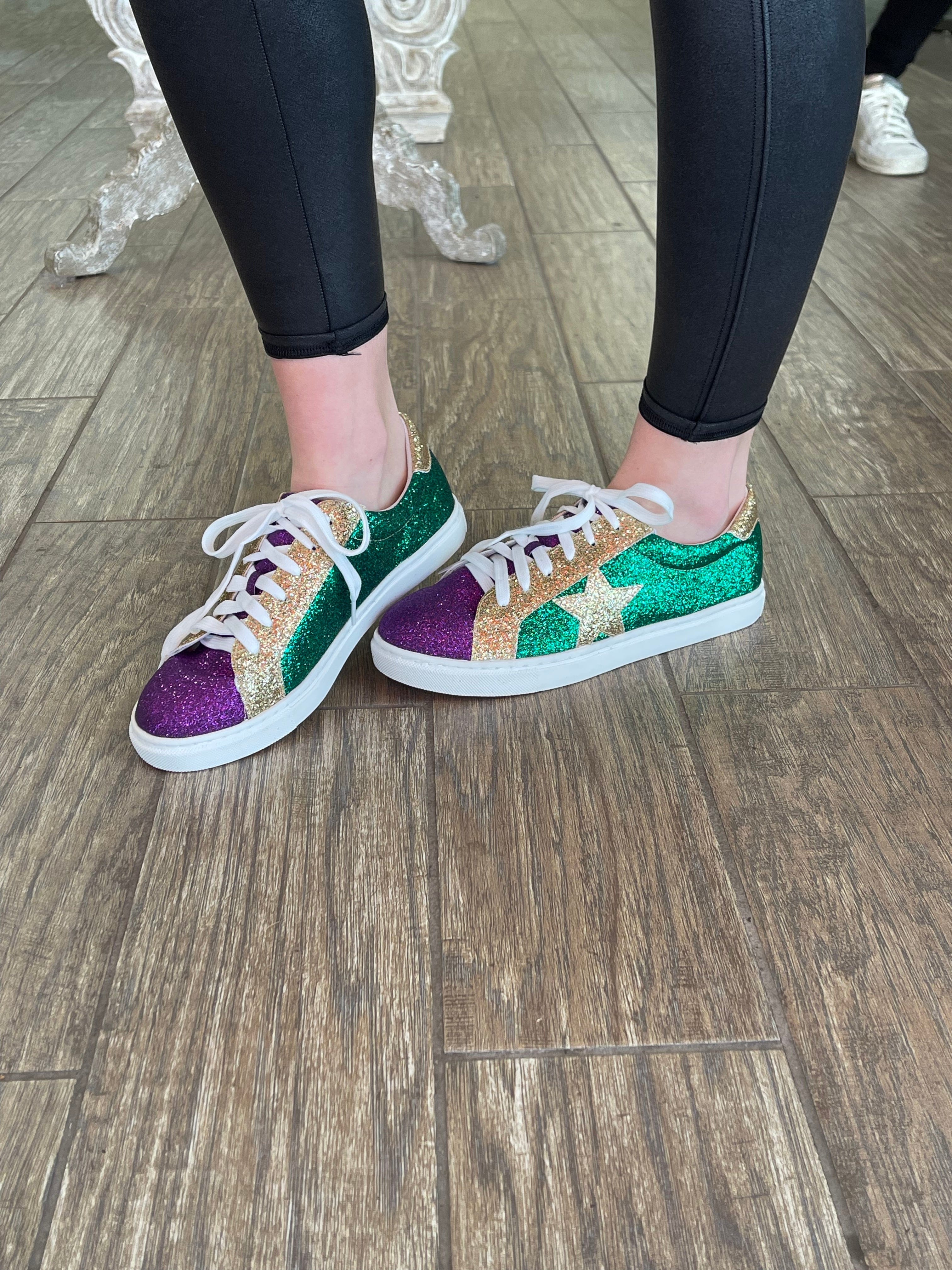 Ladies Mardi Gras Glitter Sneaker