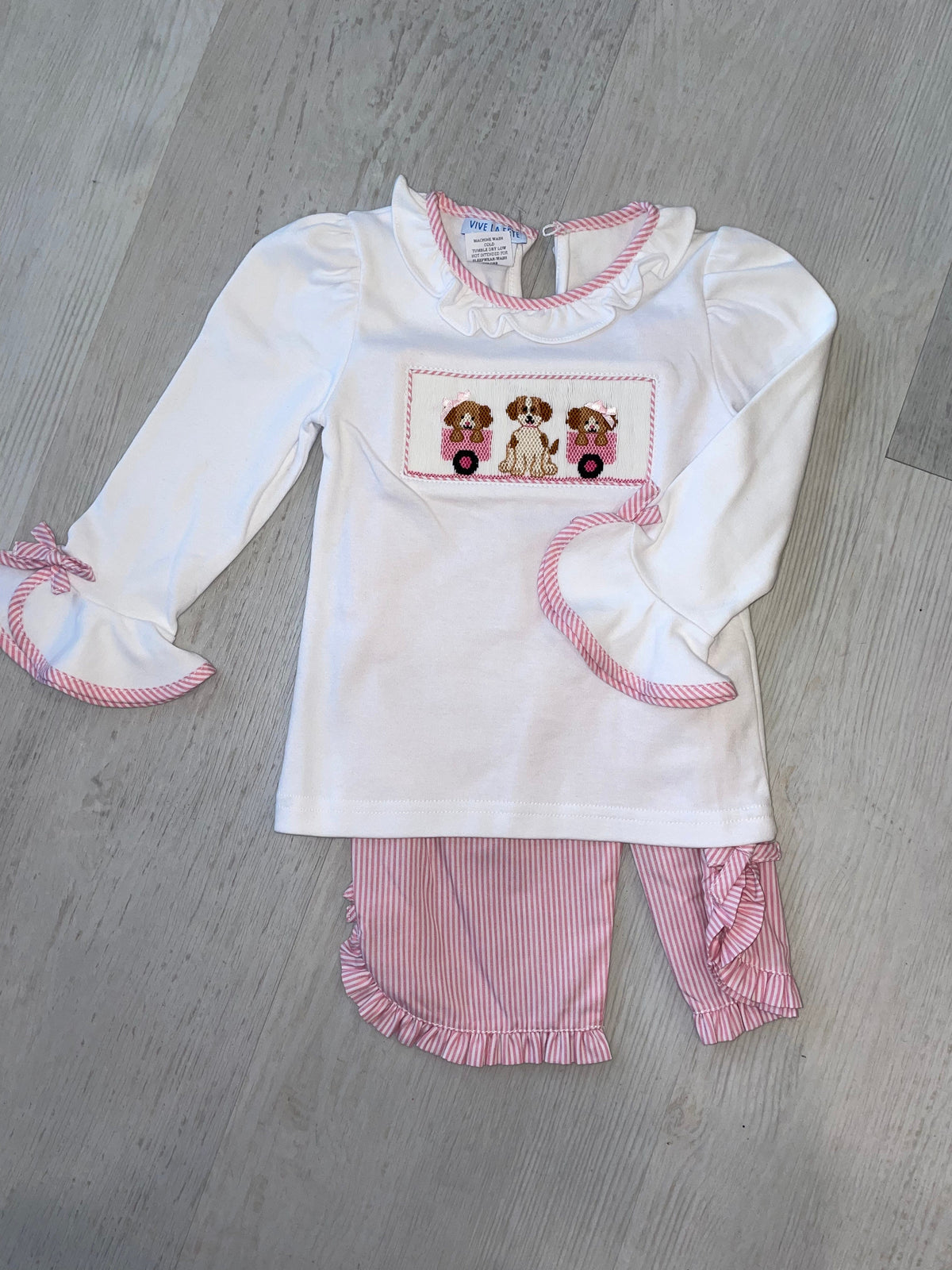 Vive La Fete Vive La Fete Puppies Smocked 2 Piece Pant Set - Little Miss Muffin Children & Home
