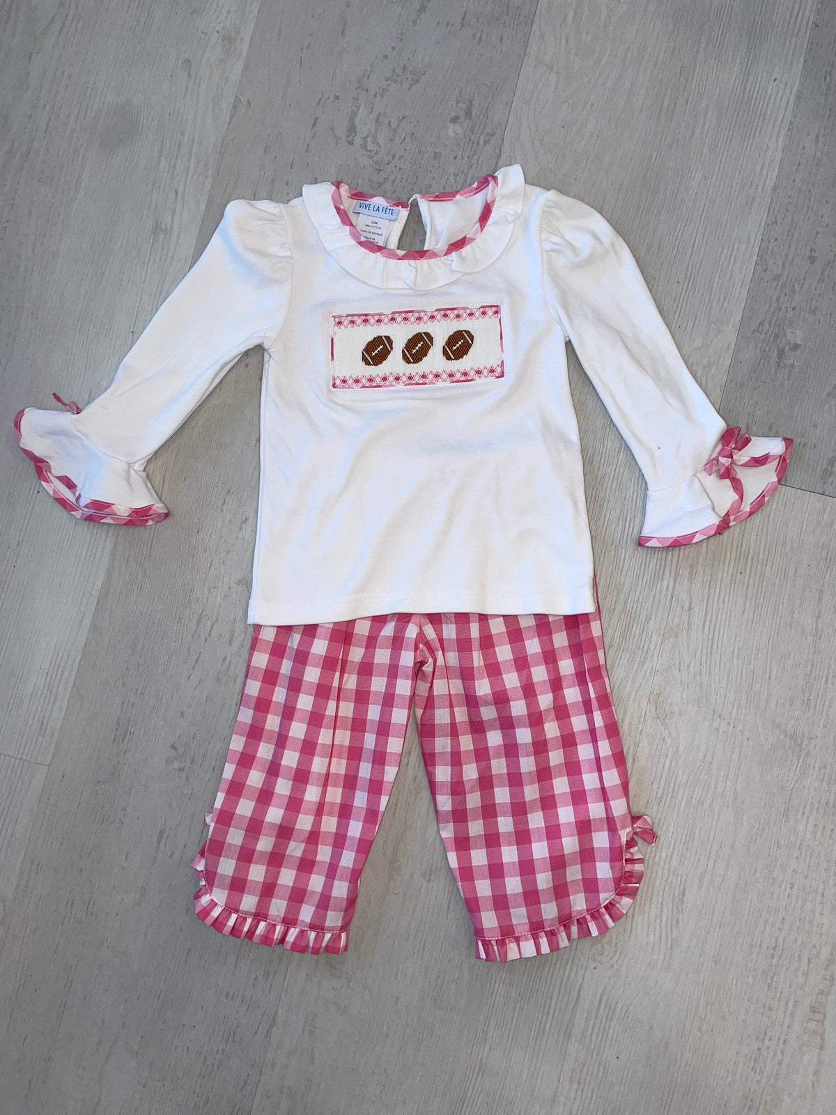 Vive La Fete Vive La Fete Pink Football Smock 2 Piece Pant Set - Little Miss Muffin Children & Home