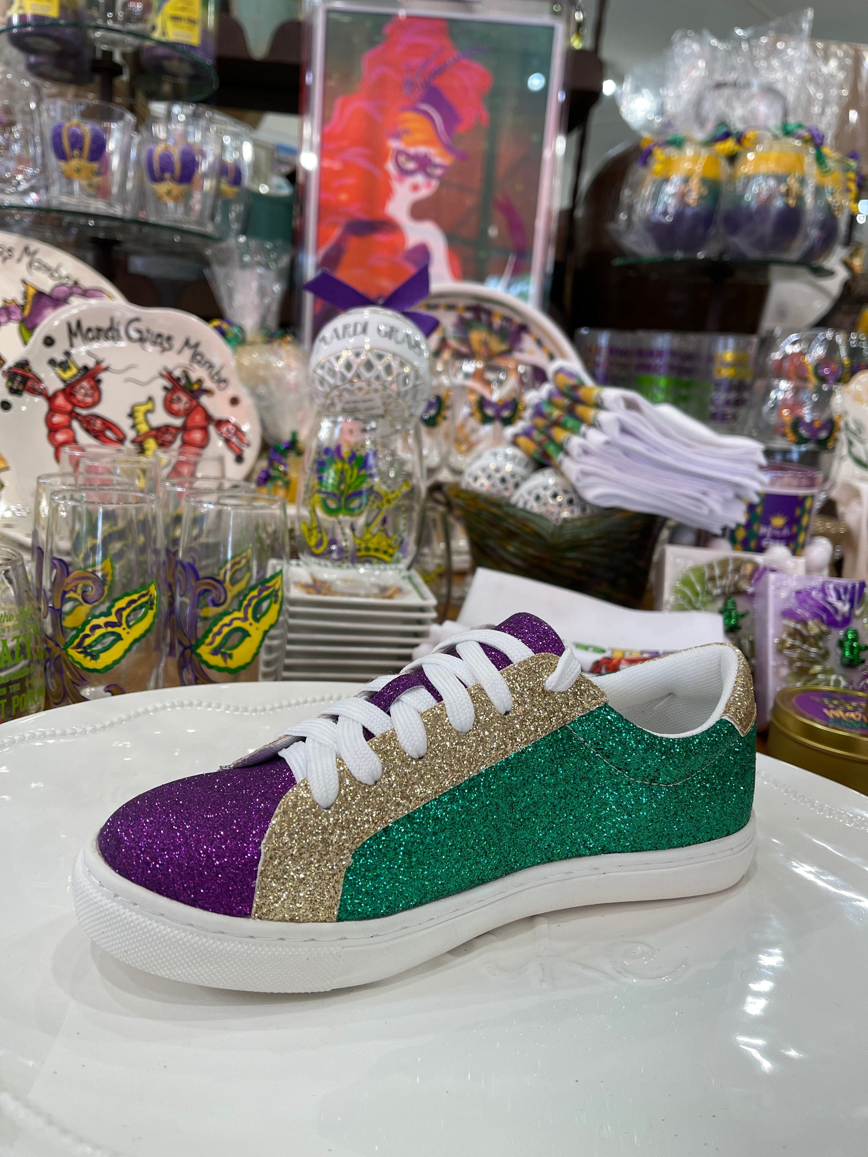 Brewer Enterprises Brewer Enterprises Mardi Gras Glitter Sneaker - Little Miss Muffin Children & Home